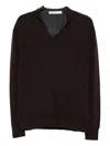 Carven V-neck Cashmere Sweater In Brown