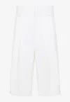 Carven Double-pleats Bermuda Shorts In White