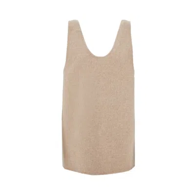 Carven Double Wool Top In Beige