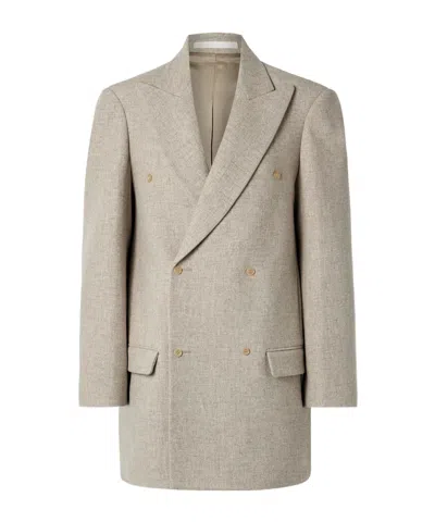 Carven Double-breasted Wool Blazer In Gray