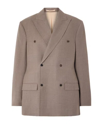 Carven Double-breasted Wool Blazer In Gray