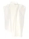 Carven Draped Cotton Top In White