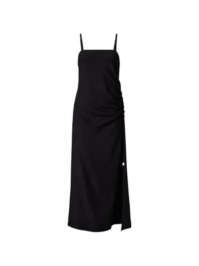 Carven Draped-detail Silk Maxi Dress In Black