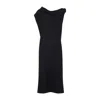 Carven Knot Dress In Grain De Poudre In Black