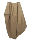 Carven Draped Panelled Midi Skirt In Brown