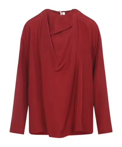 Carven Draped V-neck Blouse In Blue