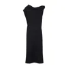 Carven Draped One-shoulder Midi Dress In Black