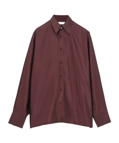 Carven Drop Sleeve Shirt In Silk Drap In Burgundy