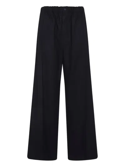 Carven Elastic-waist Wide-leg Trousers In Black