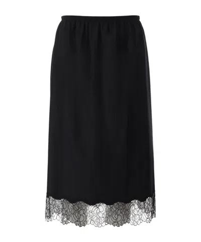 Carven Black Lace-trimmed Wool Midi Skirt