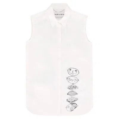 Pre-owned Carven Embroidery Detail Cotton Shirt In Gray