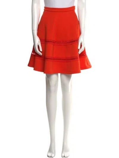 Pre-owned Carven Eyelet Trim Knee-length Skirt In Orange