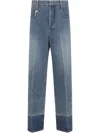 Carven Cotton Five-pocket Jeans With Key Pendant Detail In Denim