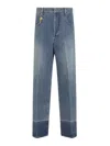 Carven Cotton Five-pocket Jeans With Key Pendant Detail In Medium Wash