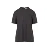 Carven High-neck Brown Virgin Wool T-shirt In Black