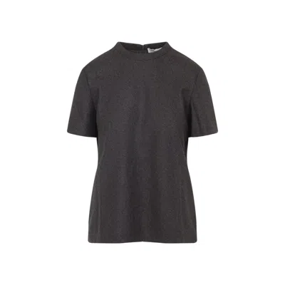 Carven Fitted Brown Virgin Wool T-shirt In Black