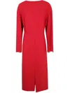 Carven Long-sleeve Midi Dress In Red