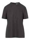 Carven High-neck Brown Virgin Wool T-shirt In Black