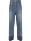 Carven Cotton Five-pocket Jeans With Key Pendant Detail In 蓝色