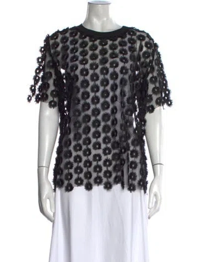 Pre-owned Carven Floral Print Crew Neck Top In Black
