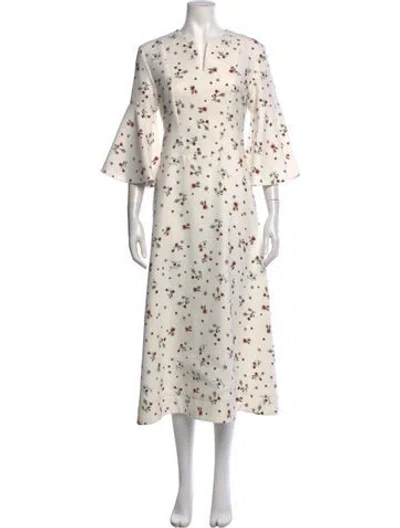 Pre-owned Carven Floral Print Long Dress In White