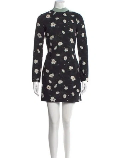 Pre-owned Carven Floral Print Mini Dress In Black