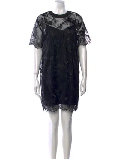 Pre-owned Carven Floral Print Mini Dress In Black