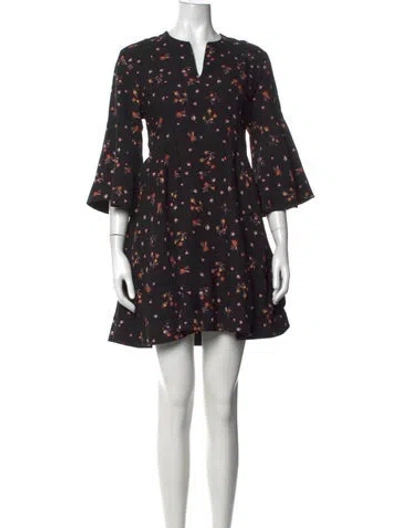 Pre-owned Carven Floral Print Mini Dress In Black