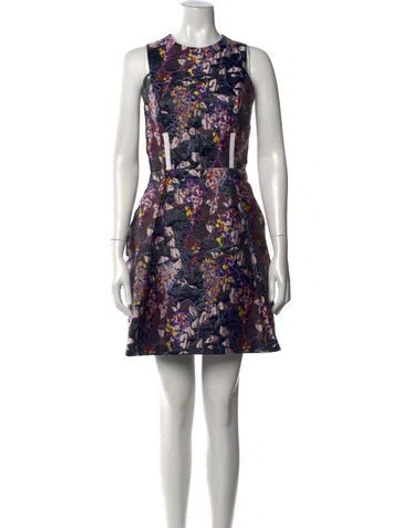 Pre-owned Carven Floral Print Mini Dress In Blue