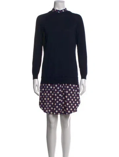 Pre-owned Carven Floral Print Mini Dress In Blue