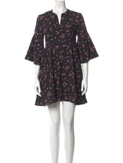 Pre-owned Carven Floral Print Mini Dress In Gray