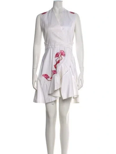 Pre-owned Carven Floral Print Mini Dress In Neutral