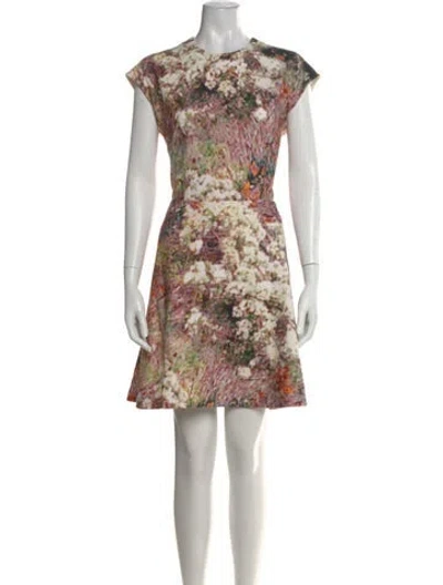 Pre-owned Carven Floral Print Mini Dress In Neutral