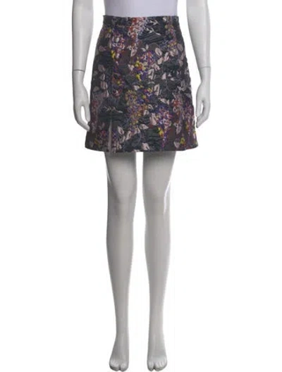 Pre-owned Carven Floral Print Mini Skirt In Blue