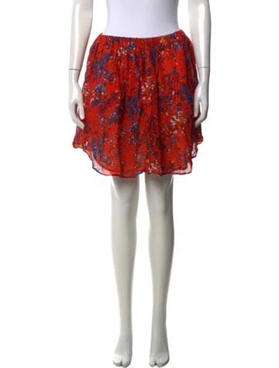 Pre-owned Carven Floral Print Mini Skirt In Red