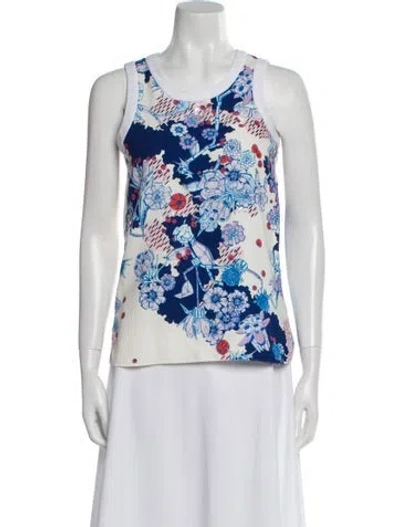 Pre-owned Carven Floral Print Scoop Neck Top In Neutral