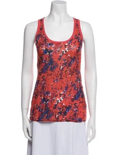 Pre-owned Carven Floral Print Scoop Neck Top In Red