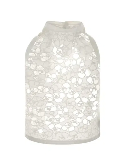 Carven Floral-lace Halterneck Blouse In White