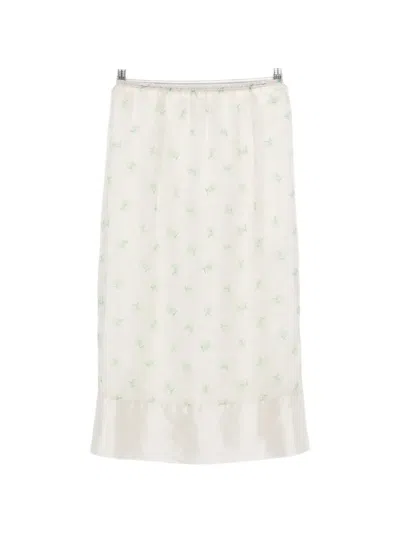 Carven Floral-print Midi Skirt In White