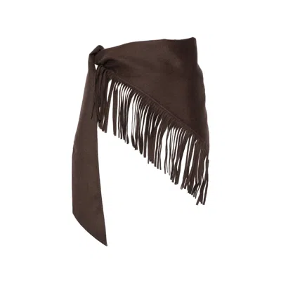 Carven Fringed Wool Scarf In Brown