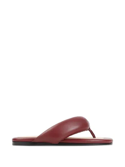 Carven Garnier Padded Slides In Nappa Leather In Red