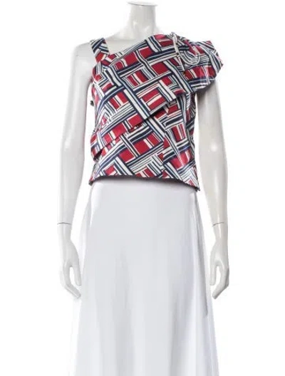 Pre-owned Carven Graphic Print Asymmetrical Top W/ Tags In Red