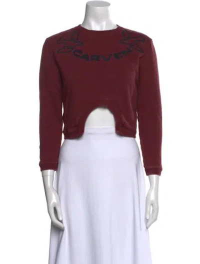 Pre-owned Carven Graphic Print Crew Neck Crop Top In Red