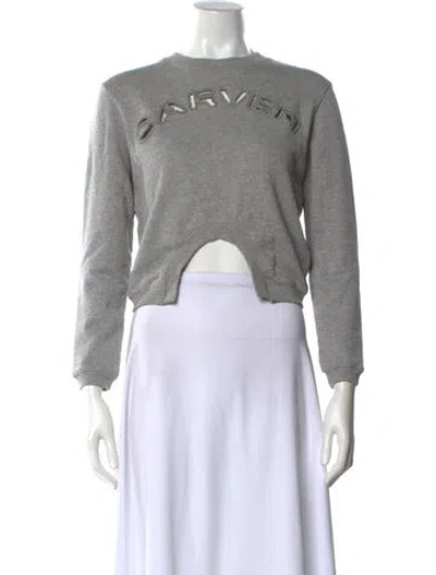 Pre-owned Carven Graphic Print Crew Neck Sweater In Gray