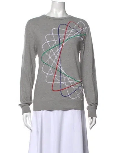 Pre-owned Carven Graphic Print Crew Neck Sweater In Grey