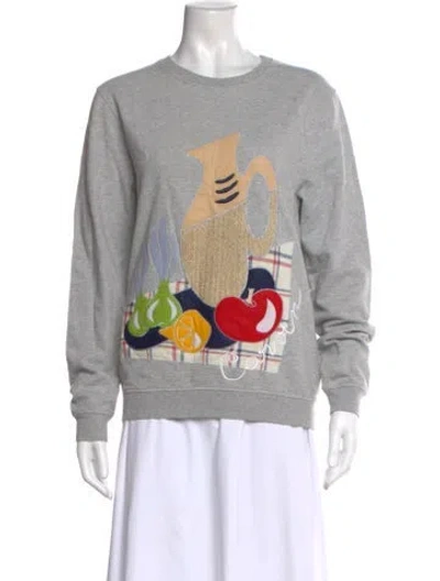 Pre-owned Carven Graphic Print Crew Neck Sweatshirt In Gray