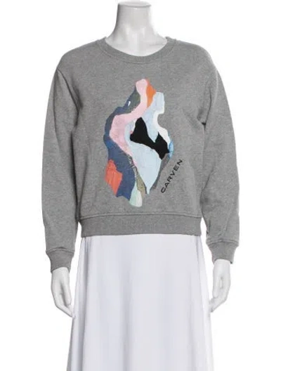 Pre-owned Carven Graphic Print Crew Neck Sweatshirt In Gray