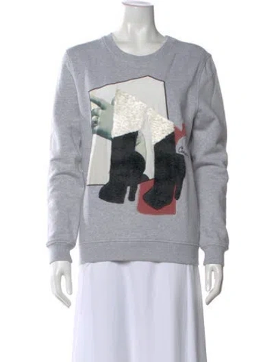 Pre-owned Carven Graphic Print Crew Neck Sweatshirt In Gray