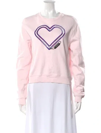 Pre-owned Carven Graphic Print Crew Neck Sweatshirt In Pink