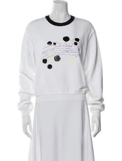 Pre-owned Carven Graphic Print Crew Neck Sweatshirt W/ Tags In White